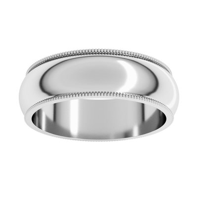 Continuum Sterling Silver 6mm Milgrain Half-Round Wedding Band – view 4