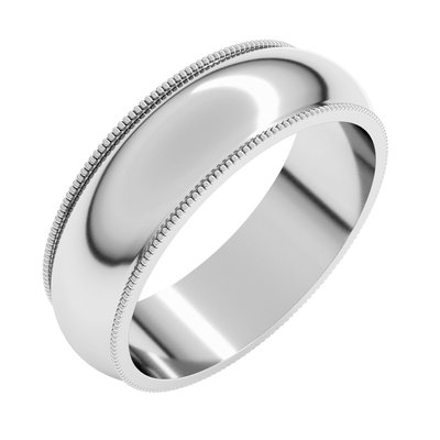 Continuum Sterling Silver 6mm Milgrain Half-Round Wedding Band