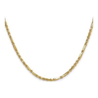 14K Yellow Gold 2.75mm Diamond-Cut Milano Rope Chain – view 3