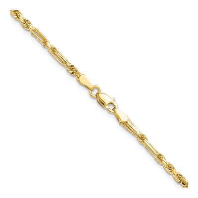 14K Yellow Gold 2.75mm Diamond-Cut Milano Rope Chain – view 4