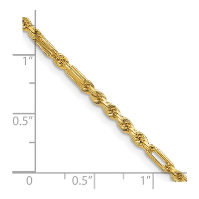 14K Yellow Gold 2.75mm Diamond-Cut Rope Chain Bracelet – view 3