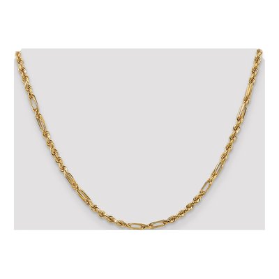14K Yellow Gold 3mm Diamond-Cut Milano Rope Chain – view 5