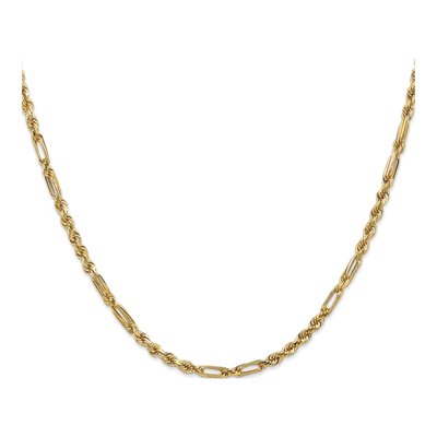 14K Yellow Gold 3mm Diamond-Cut Milano Rope Chain – view 3