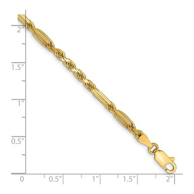 14K Yellow Gold 3mm Diamond-Cut Milano Rope Chain Bracelet – view 3