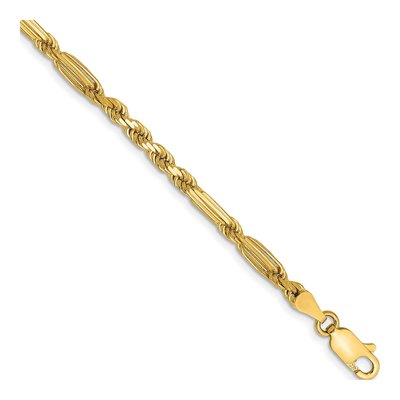 14K Yellow Gold 3mm Diamond-Cut Milano Rope Chain Bracelet