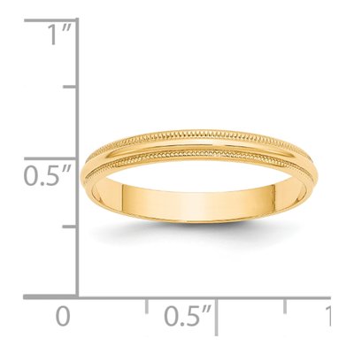 14K Yellow Gold 3mm Domed Milgrain Wedding Band – view 5