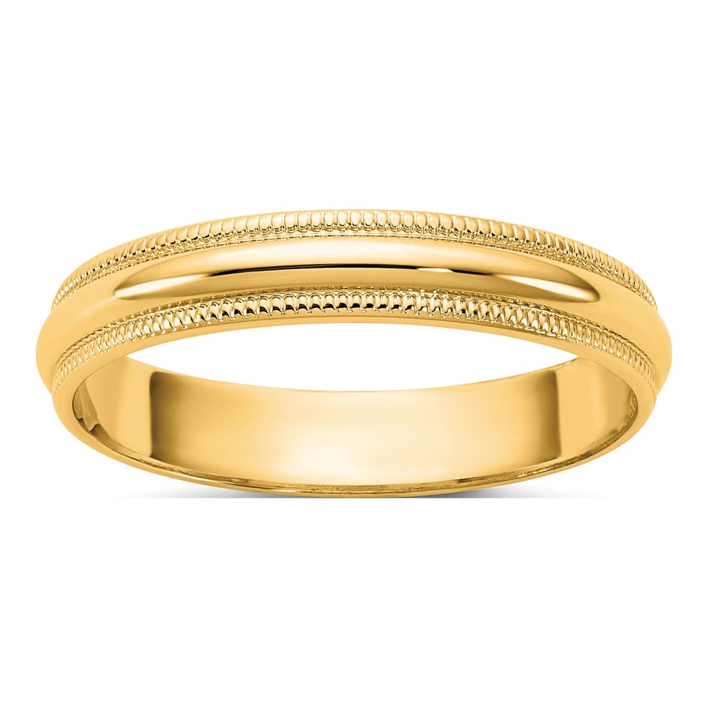 14K Yellow Gold 3.5mm Light-Weight Milgrain Half Round Band Size 12
