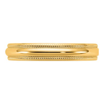 14K Yellow Gold 3.5mm Milgrain Half Round Wedding Band – view 3