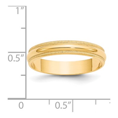 14K Yellow Gold 4mm Domed Milgrain Wedding Band – view 5