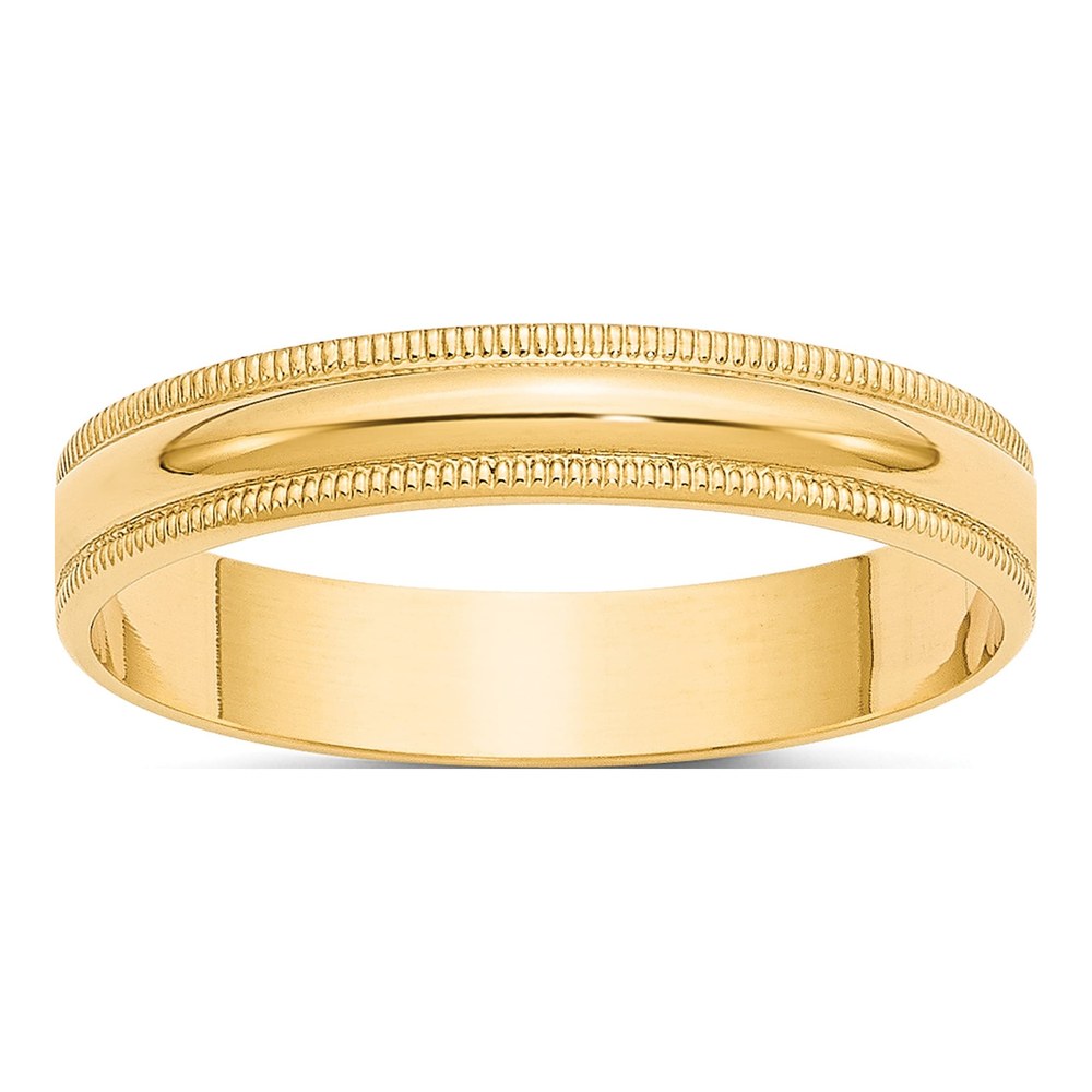 14K Yellow Gold 4mm Domed Milgrain Wedding Band
