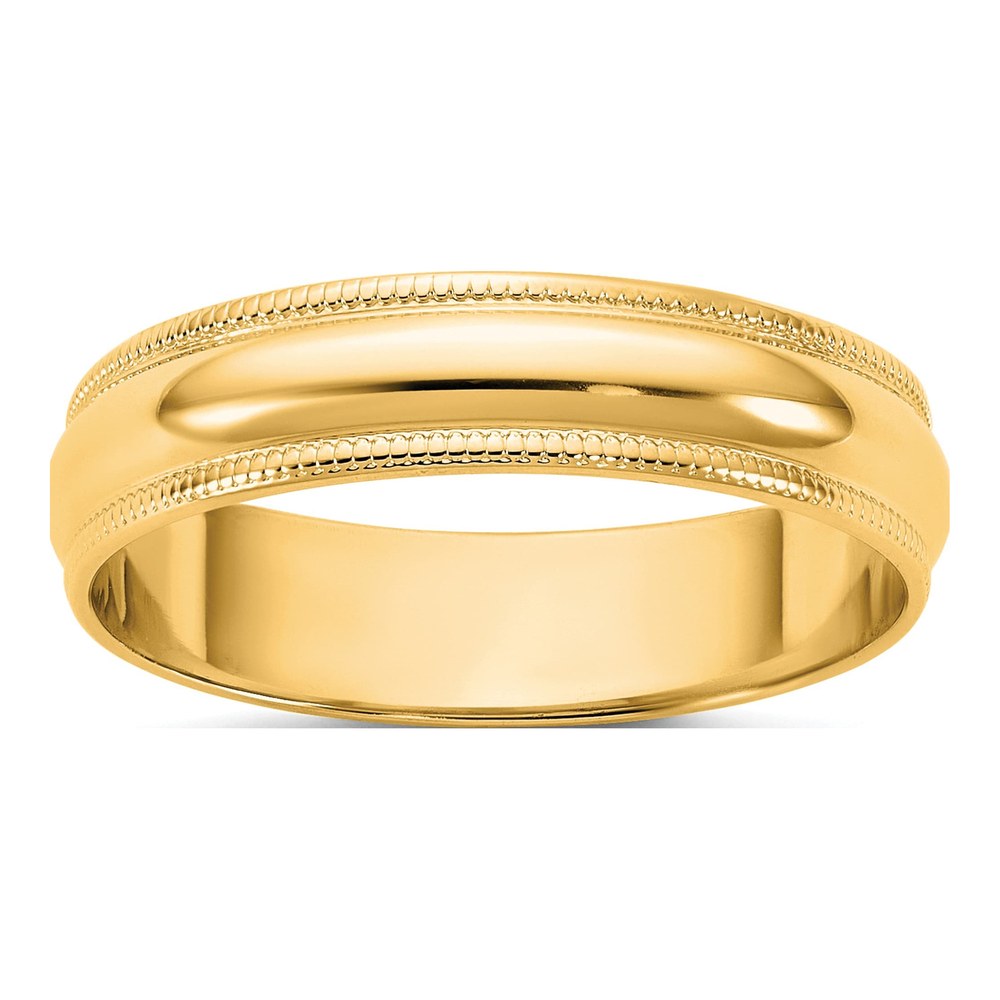 14K Yellow Gold 4.5mm Light-Weight Milgrain Half Round Band Size 4.5