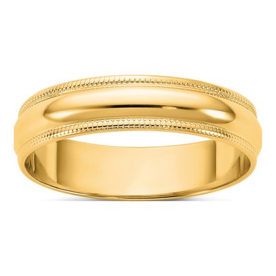 14K Yellow Gold 4.5mm Milgrain Half Round Wedding Band