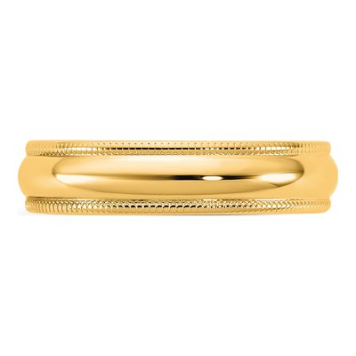 14K Yellow Gold 4.5mm Milgrain Half Round Wedding Band – view 3