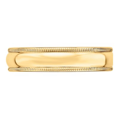 14K Yellow Gold 5mm Domed Milgrain Wedding Band – view 4