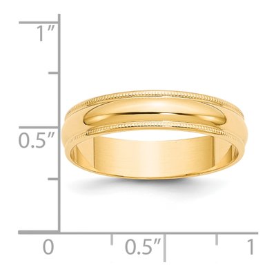 14K Yellow Gold 5mm Domed Milgrain Wedding Band – view 5