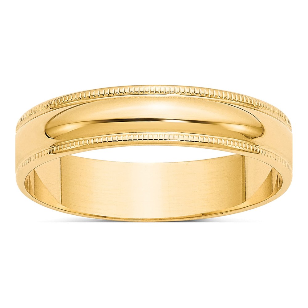 14K Yellow Gold 5mm Domed Milgrain Wedding Band