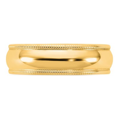 14K Yellow Gold 5.5mm Domed Milgrain Wedding Band – view 3