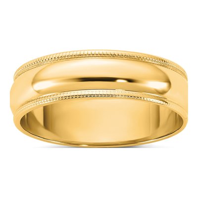 14K Yellow Gold 5.5mm Milgrain Half Round Wedding Band