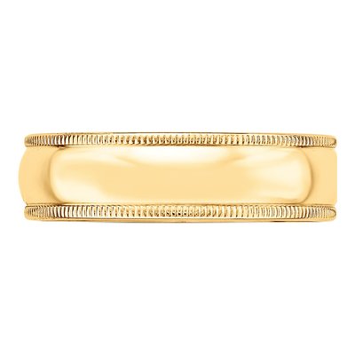 14K Yellow Gold 6mm Domed Milgrain Wedding Band – view 4