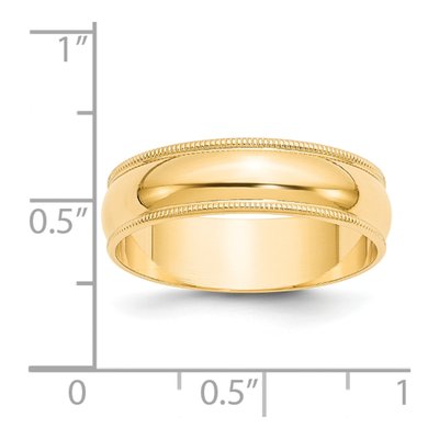 14K Yellow Gold 6mm Domed Milgrain Wedding Band – view 5