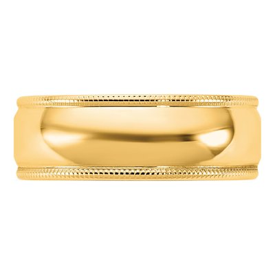 14K Yellow Gold 6.5mm Domed Milgrain Wedding Band – view 3