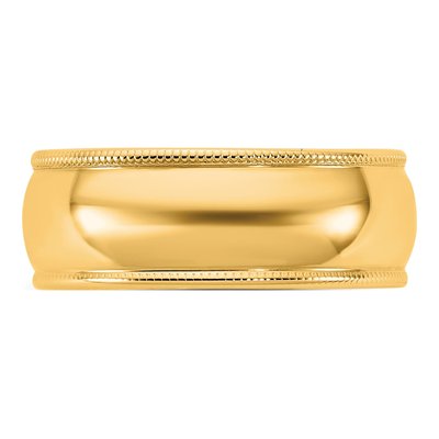 14K Yellow Gold 7mm Domed Milgrain Wedding Band – view 3