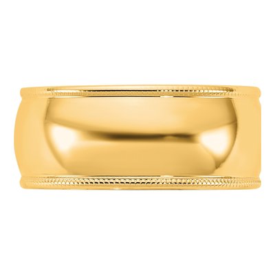 14K Yellow Gold 8mm Domed Milgrain Wedding Band – view 3