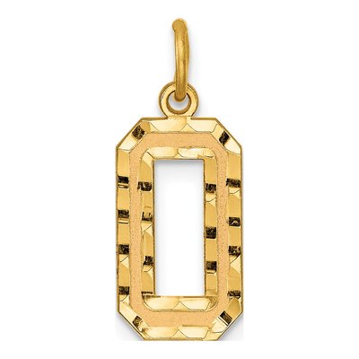 14K Yellow Gold Number 0 Charm