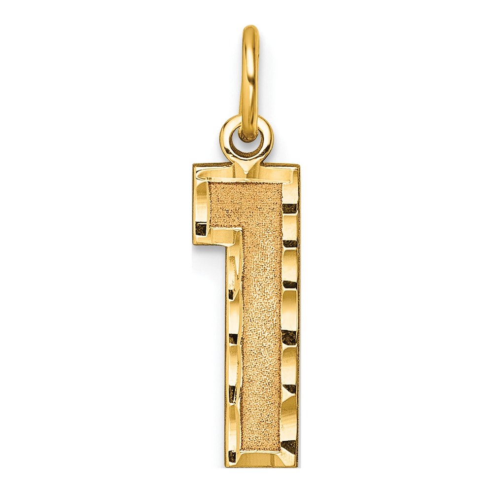 14K Yellow Gold Diamond-Cut Number 1 Charm
