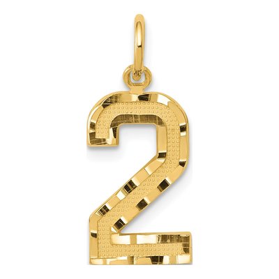 14K Yellow Gold Number 2 Charm