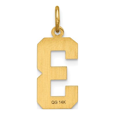 14K Yellow Gold Diamond-Cut Number 3 Charm – view 4