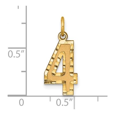 14K Yellow Gold Diamond-Cut Number 4 Charm – view 5
