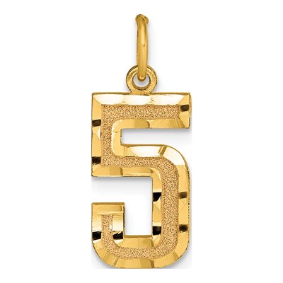 14K Yellow Gold Number 5 Charm