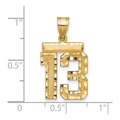 14K Yellow Gold Diamond-Cut Number 13 Charm – view 4