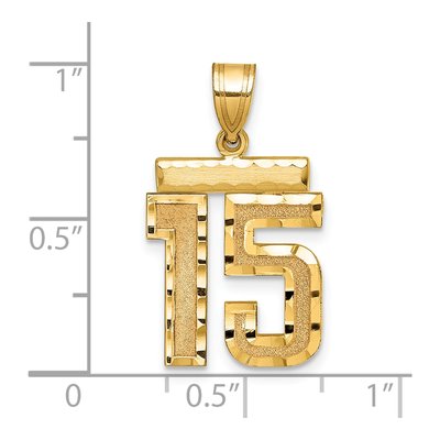 14K Yellow Gold Diamond-Cut Number 15 Charm – view 2
