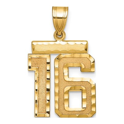 14K Yellow Gold Number 16 Charm