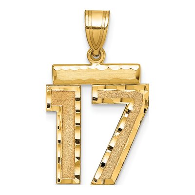 14K Yellow Gold Number 17 Pendant