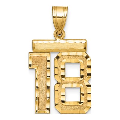 14K Yellow Gold Number 18 Pendant