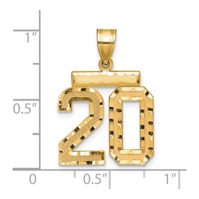 14K Yellow Gold Diamond-Cut Number 20 Charm – view 2