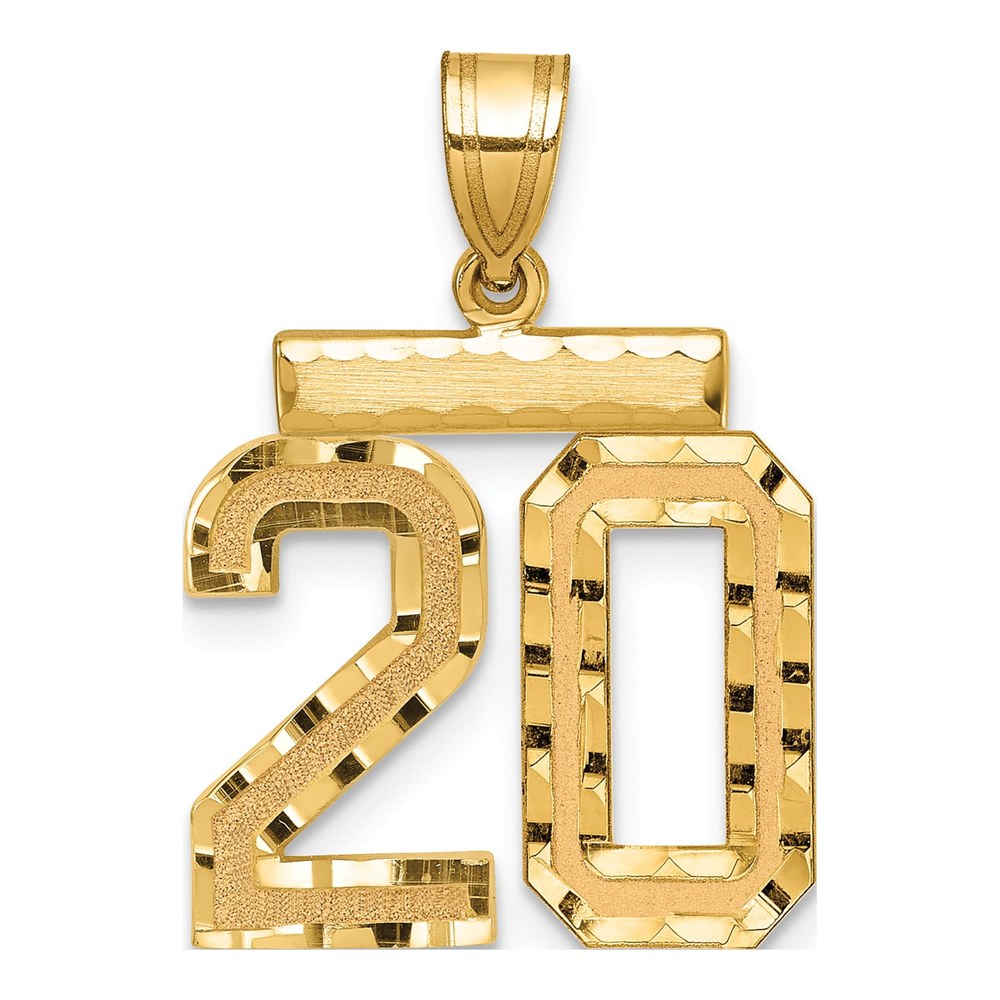 14K Yellow Gold Diamond-Cut Number 20 Charm