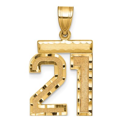 14K Yellow Gold Number 21 Charm