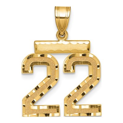 14K Yellow Gold Number 22 Charm