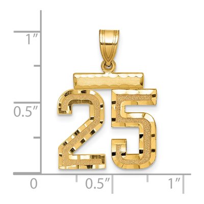 14K Yellow Gold Diamond-Cut Number 25 Charm – view 3