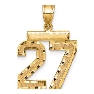 14K Yellow Gold Diamond-Cut Number 27 Charm