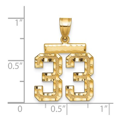 14K Yellow Gold Diamond-Cut Number 33 Charm – view 4