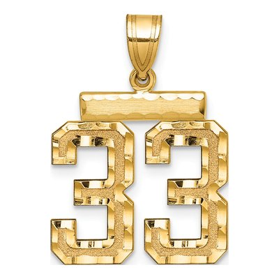 14K Yellow Gold Diamond-Cut Number 33 Charm