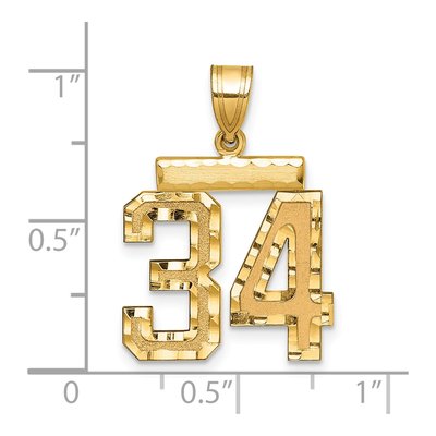 14K Yellow Gold Diamond-Cut Number 34 Charm – view 2