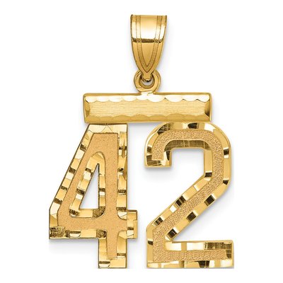 14K Yellow Gold Number 42 Charm
