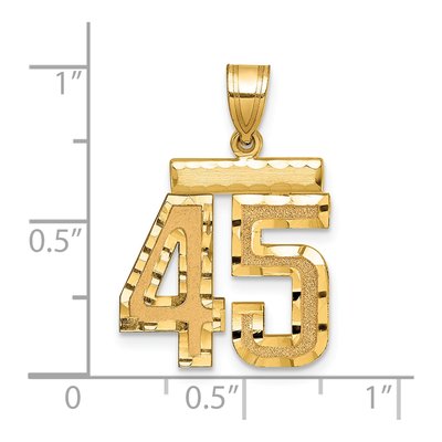 14K Yellow Gold Diamond-Cut Number 45 Charm – view 2