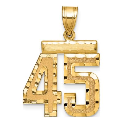 14K Yellow Gold Diamond-Cut Number 45 Charm
